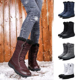 Natty Records Store Women's Boots Women's Mid-Calf Waterproof  Warm Faux Fur Lined Boots