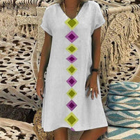 Natty Records Store women's dresses White 1 / 4XL ZANZEA Pretty Woman Short Sleeve Cotton Dress