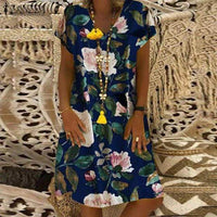 Natty Records Store women's dresses ZANZEA Pretty Woman Short Sleeve Cotton Dress