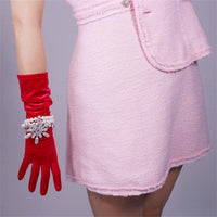 Natty Records Store Women's Gloves Rose Red / One Size No More Drama Velour Gloves