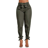 Natty Records Store Women's Pants Army green / XXL YSDNCHI Pencil Gathered-Ankle High Waist Drawstring Harem Pants