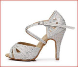 Natty Records Store Women's Shoes Elegant Fabric Texture Rhinestone Salsa Dance Shoes